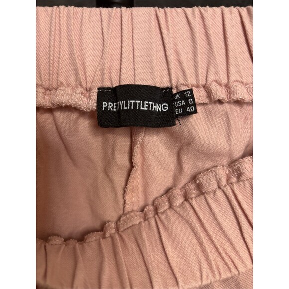 PrettyLittleThing Jogger Pants Women 8 Pink Cargo Highrise Elastic Waist Pull on - Picture 6 of 9